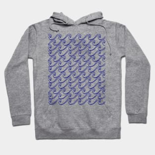 Rough Sea Pattern - blue on white Hoodie